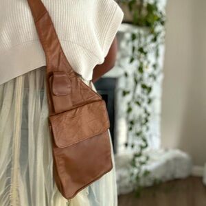 Vintage Hobo Sling Bag Distressed Crossbody Purse Messenger Boho